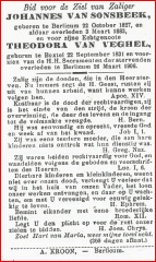 Bidprentje Johannes van Sonsbeek